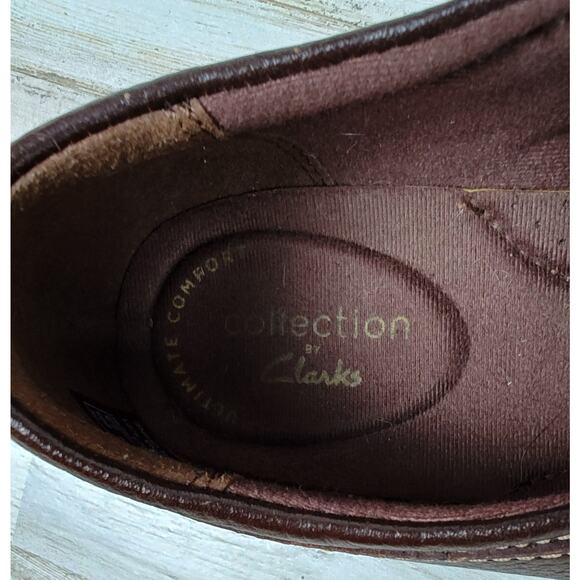 CLARKS BENDABLES Ashland Lane Brown Pebbled Leather Slip-On Flats Size 6 XW - Picture 6 of 8